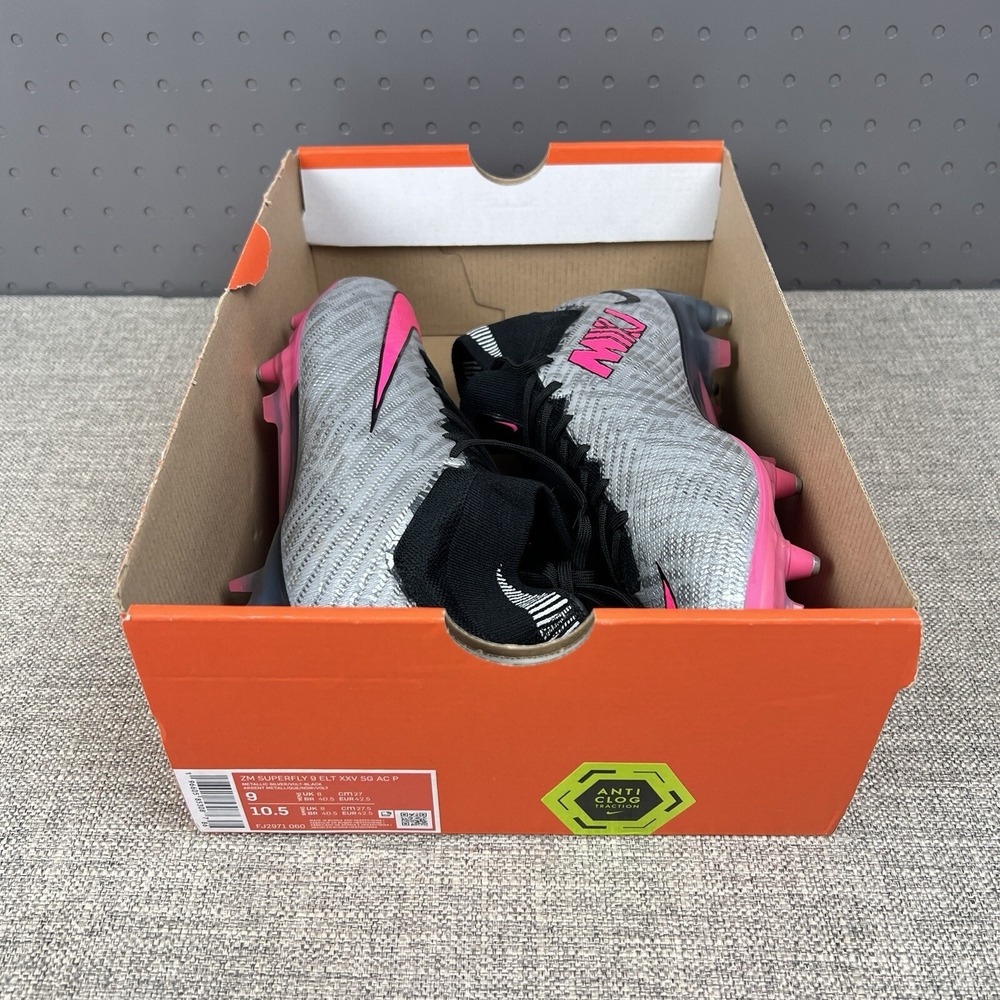 Nike Zoom Mercurial Superfly 9 Elite SG AC "XXV" Silver Pink FJ2971-060 Mens 9 - Picture 10 of 11